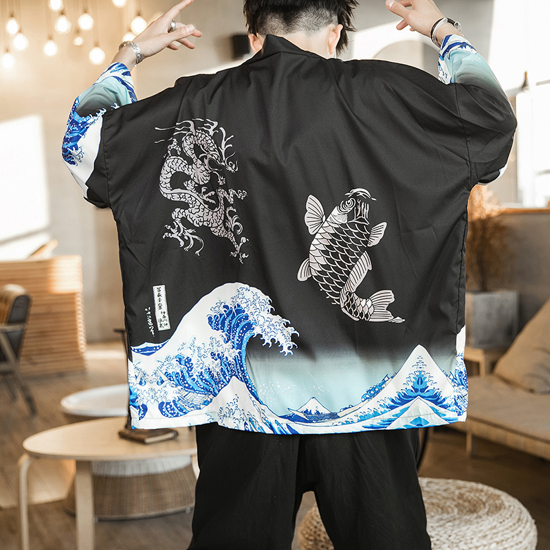 . Wu ngày Nhà giáo đường áo kimono phù hợp với Trung Quốc gió nam quần áo bảy tay Wei Jinfeng phong cảnh vẽ người đàn ông cổ tích của nam giới