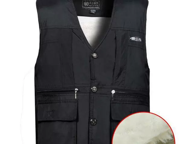 Áo vest nam trung niên cộng với nhung dày cỡ lớn giản dị nhiều túi câu cá xuống áo cotton vai bố áo chi lê