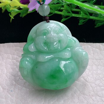 Zen natural light 38*38*11 burmese jade a-grade full green buddha maitreya buddha jade pendant jade pendant