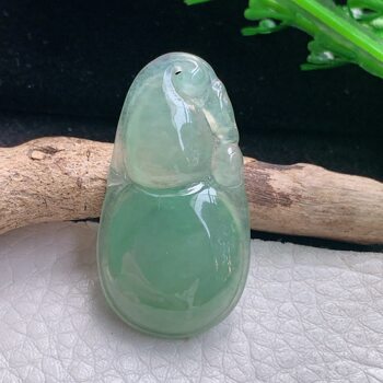 Gp real shot 36.3*19.5*5.2 jade a goods finely carved ice clear green gourd jade gourd jade pendant jade pendant