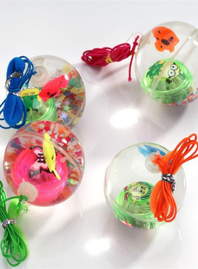 学生奖品闪光水晶球 发光弹力球 带绳跳跳球闪光儿童玩具