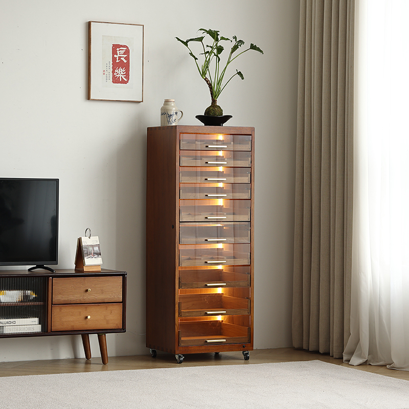 Walnut-Colored Dental Tea Set Storage Cabinet with Lights, Display Cabinet, Solid Wood Drawer-Style Multi-Layer Storage Cabinet, Jewelry Cabinet Walnut-Colored Dental Tea Set Storage Cabinet with Lights, Display Cabinet, Solid Wood Drawer-Style Multi-Layer Storage Cabinet, Jewelry Cabinet