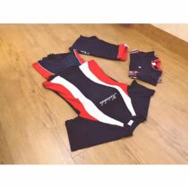 New womens swimsuit conservative split flat angle sunscreen gathered thin belly cover short-sleeved sports hot spring adult swimsuit