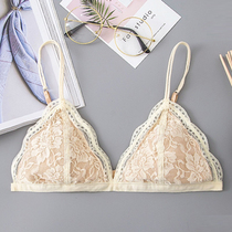 Detachable chest pad bralette French underwear women without steel ring thin breathable triangle cup bra big chest small