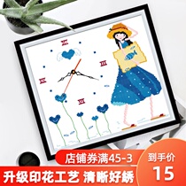  Cross stitch watch 2021 new thread embroidery bedroom living room cartoon animation wall clock painting underwater trip clock small piece