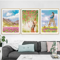 Cross stitch 2021 New thread embroidery hand embroidery living room bedroom modern minimalist tulip girl small pieces