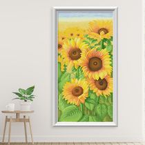 Cross stitch 2021 New sunflower simple modern living room porch fresh flower series handmade own line embroidery