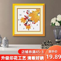  Cross stitch 2021 new thread embroidery watch living room bedroom small piece self-embroidery handmade wall clock simple embroidery novice