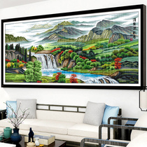 Cross stitch 2021 New Line embroidery living room large landscape landscape landscape painting flowing water to make money oneself embroidered handmade cornucopia