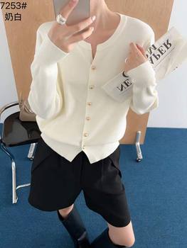 2025 early autumn new style v-neck soft long-sleeved sweater cardigan women's sweater fashionable versatile bottoming shirt top