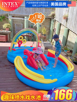 INTEX children slides swimming pool outdoor baby ball pool sand pool Domestic baby small water spray swimming pool