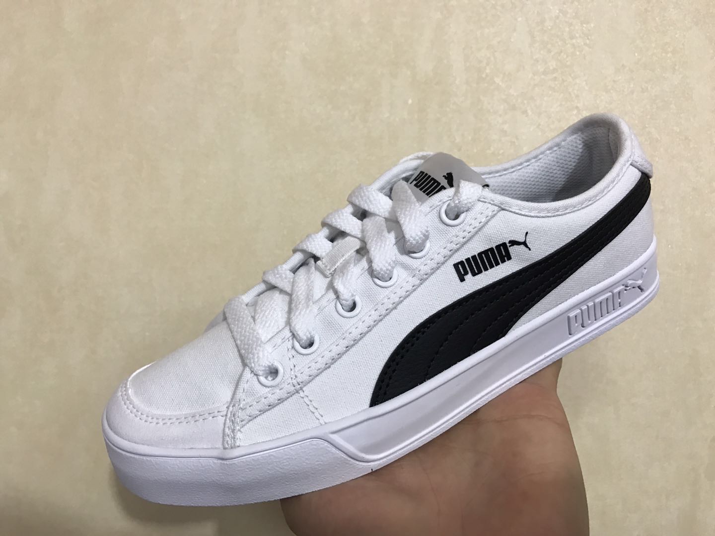 Puma SMASH VULC V2 giày nam và nữ màu đen và giày vải thông thường 365968-02 giày thể thao adidas nữ