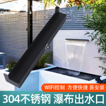 Villa Garden Stainless Steel Waterfall Water Outlet Courtyard View Fish Pool Water Landscape Flow Sink Garden Stack Water Wall