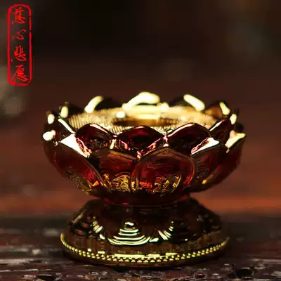Hand-cranked Meridian wheel lotus base resin Buddha statue base Guanyin Bodhisattva lotus platform rose gold compassion and compassion
