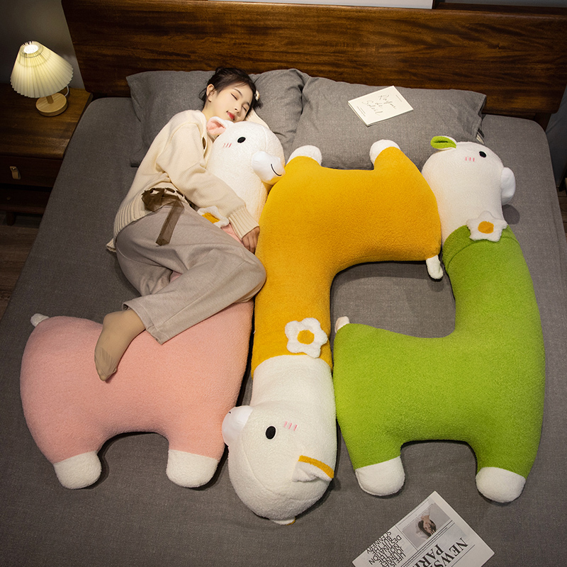 Cute Alpaca Plush Toy Large Bed Leg-Hugging Long Pillow Sheep Doll Stuffed Animal Children's Birthday Gift