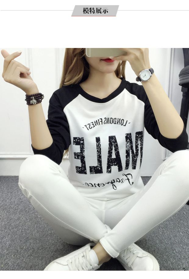 Áo thun nữ tay dài lửng nữ lửng phiên bản Hàn Quốc hoang dã của quần áo mùa thu mới 2018 chạm đáy áo thu đông áo tay lỡ form rộng hàn quốc