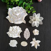 Beige rose flower cloth stickers yellow patch stickers hotel embroidery stickers clothing decoration stickers patch hole embroidery stickers
