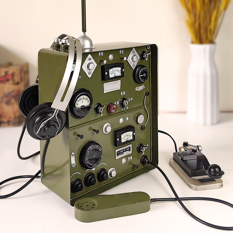Iron Art Telegraph Machine Prop Model Decorative Ornament, Realistic Simulation of Telegraph Sound, Vintage Item for Military Enthusiasts to Collect Iron Art Telegraph Machine Prop Model Decorative Ornament, Realistic Simulation of Telegraph Sound, Vintage Item for Military Enthusiasts to Collect