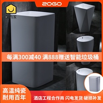 Ceramic column type washbasin without faucet hole washbasin Wash basin One-piece column basin Balcony washbasin bathroom