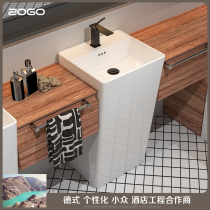 Zhige ceramic one-piece sink washbasin Hotel engineering washbasin One-piece column basin Vertical washbasin