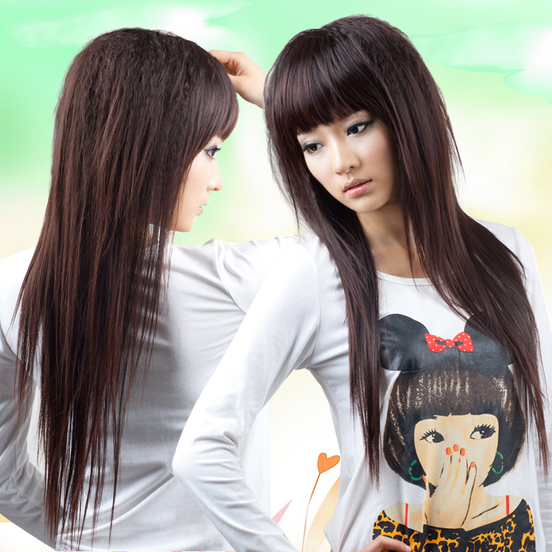 Fashionable women's fluffy corn hot non-mainstream long curly simulation natural whole wig facial repair slant sea