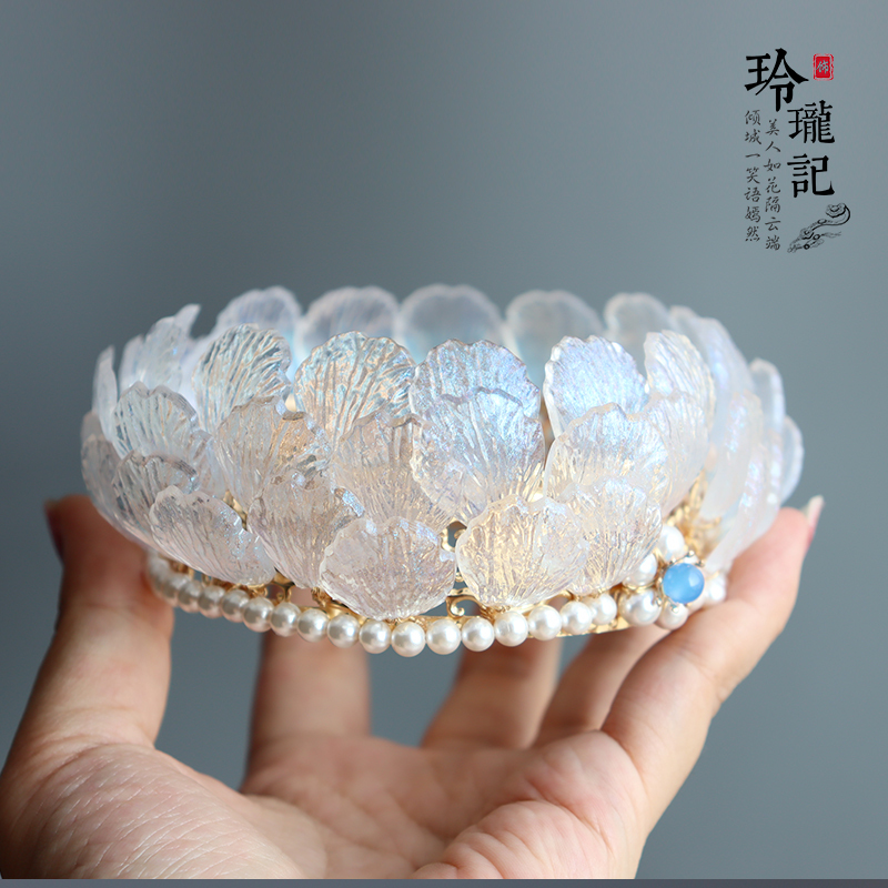 Bing Xin Linglongji Original Ancient-Style Hanfu Hair Accessory Lotus Crown Lotus Headdress Fairy-Like Song Dynasty Tang Style Children's Hair Crown