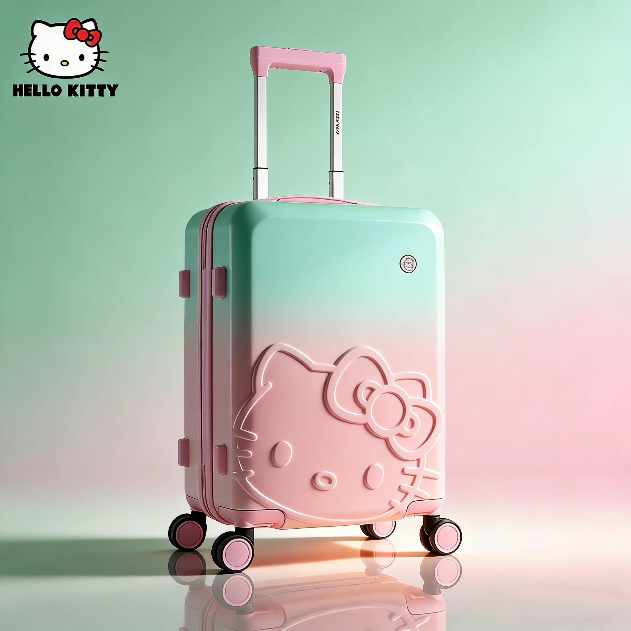 Hello Kitty women's gradient cartoon trolley suitcase, student password travel case, universal wheels, large capacity.