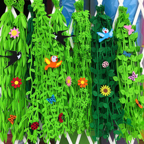 Kindergarten primary school classroom decoration hanging decoration classroom corridor environment decoration three-dimensional green leaves rattan wall stickers
