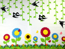 Kindergarten layout wall stickers primary school classroom class cultural goods blackboard newspaper theme decoration sunflower wall stickers