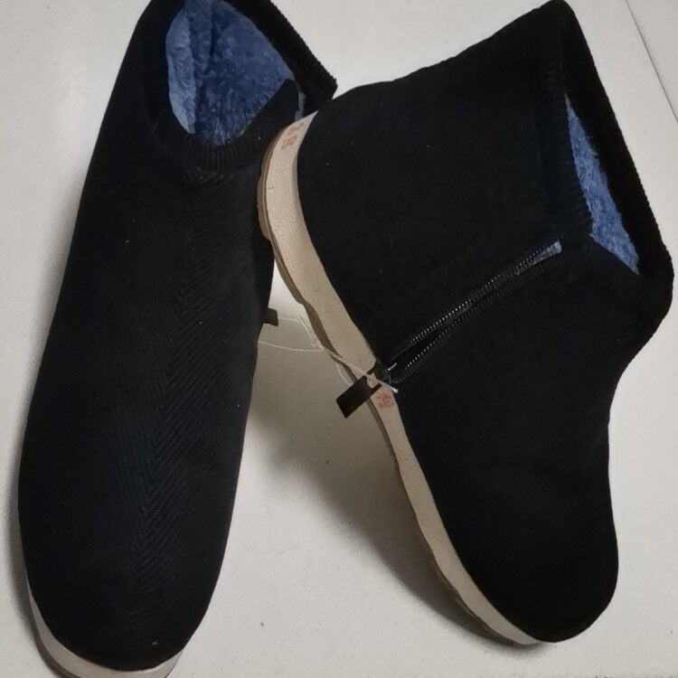 New Cotton Shoes Thick Bottom Warm Guizhou Hubei Nsch Handmade Cotton Shoes Moon Shoes Leichuan Fabric Plus Suede Anti Slip