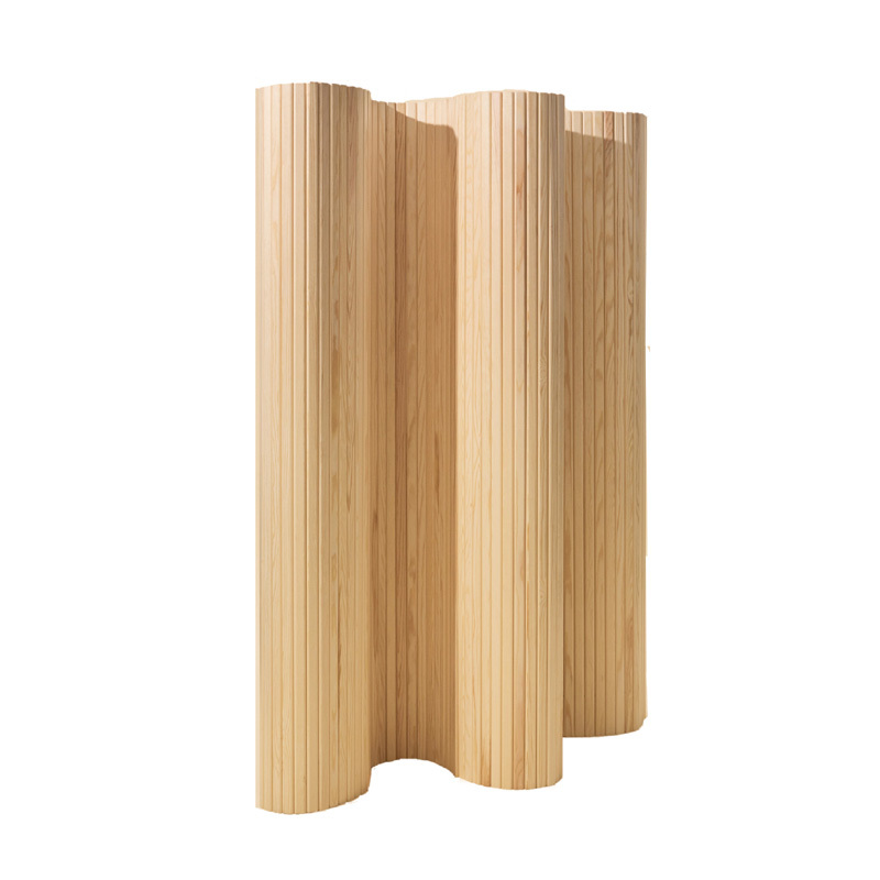 Solid Wood Screen, Curved S-Shaped Privacy Partition, Curved Surface Designer Photography Flexible Soft Japanese Art Minimalist