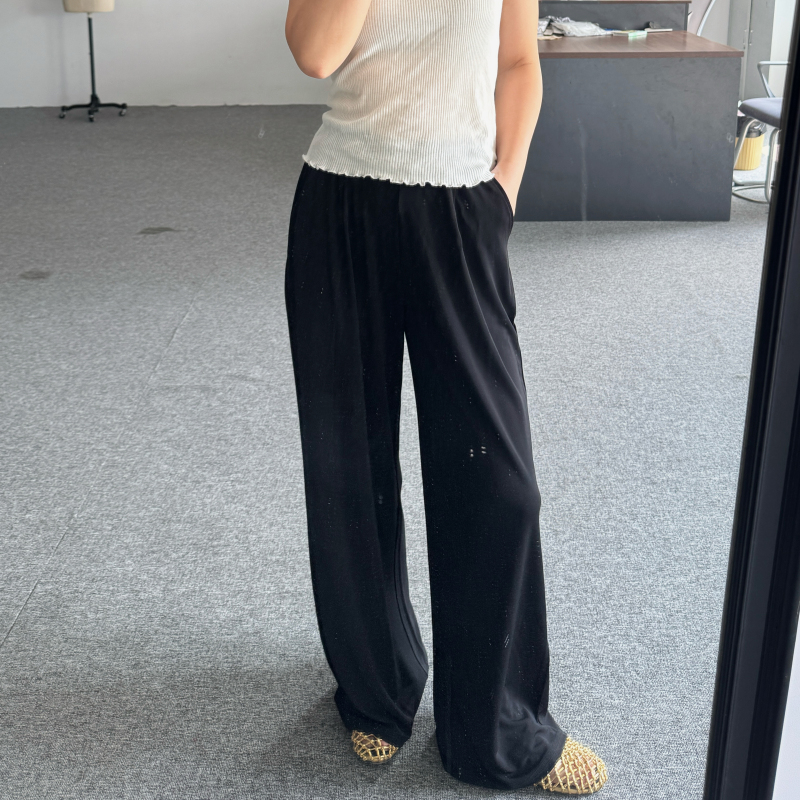 2026 New Style Twisted Mulberry Silk Straight-Leg Pants for Women, Summer Wear, Genuine Silk Knit, High-Waisted, Drapey, Black, Not Prone to Pilling 2026 New Style Twisted Mulberry Silk Straight-Leg Pants for Women, Summer Wear, Genuine Silk Knit, High-Waisted, Drapey, Black, Not Prone to Pilling