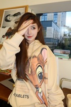 13demarzo fawn print hooded sweater Loose Womens pullover top 2021 Spring Summer New