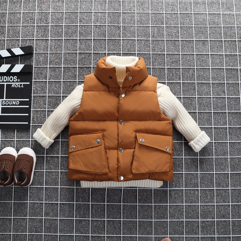 Áo chống mưa cho trẻ em đặc biệt xuống mùa thu và mùa đông trong áo cổ rộng cho trẻ em xuống áo vest cotton phiên bản Hàn Quốc của áo vest mặc ngoài áo gile len cho bé sơ sinh