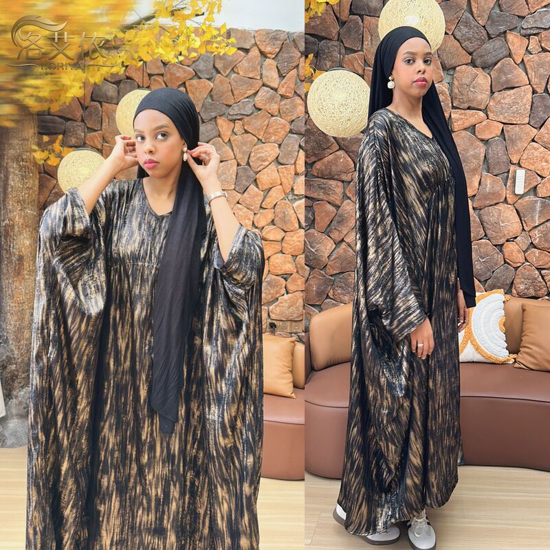 2025 African and Middle Eastern Women's Robe-Style Dress with Pure Beauty Print, Batwing Sleeves, Printed Long Dress That Covers the Ankles