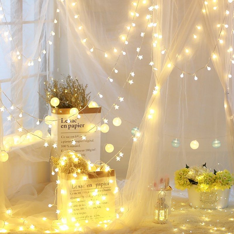 100 days full moon photography props Little star light string night view LED net red ball flash light Decorative small bulb Christmas