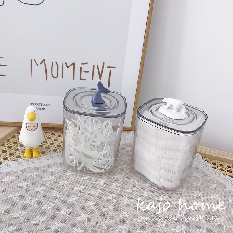 ins Nordic series cartoon animal storage box acrylic cotton swab cosmetic cotton toothpick desktop storage
