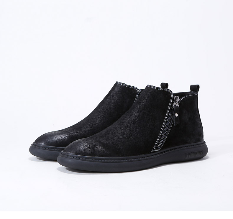 Ông Ing2018 mới da mờ da lộn da nam booties da đen xu hướng dây kéo nam giày boot nam cao cổ