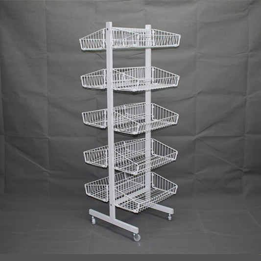 Double-sided supermarket shelf pharmacy oblique basket five-layer storage rack electroplating grid rack toy storage basket rack