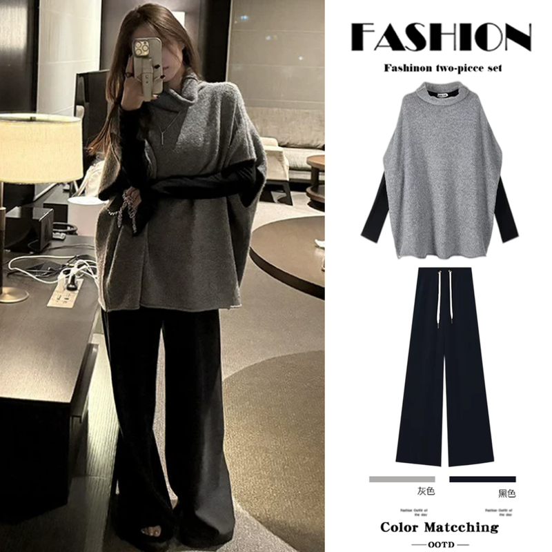Trendy Maternity Wear 2026 New French Style Lazy Outfit Complete Set Autumn and Winter Cape Top and Pants