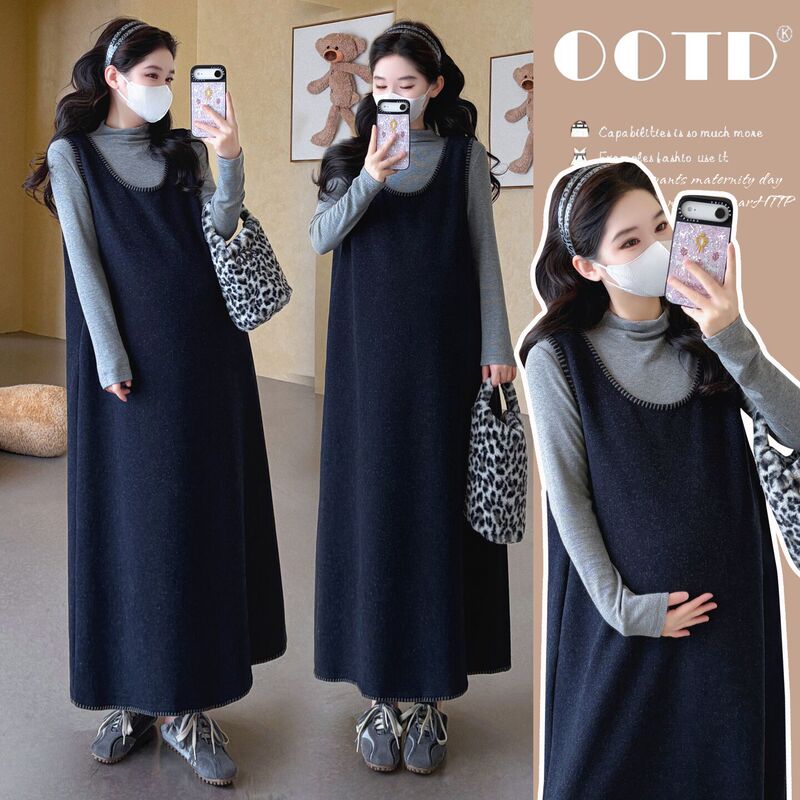 Maternity Dress 2026 New Trendy Style for Pregnant Women, Stylish Tank Dress That Doesn'T Show Pregnancy, Autumn and Winter Outfit, High-End Fashion