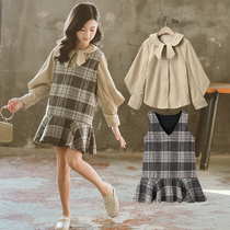 Girls suit autumn new Korean version of the Western style small fragrance childrens skirt girlfriends dress shirt dress two-piece set