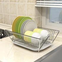 Kitchen rack stainless steel dishes tableware drain rack fruit and vegetable storage basket plate sundry rack Black