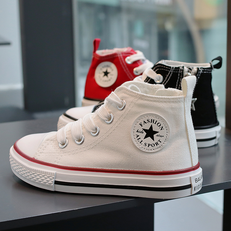 Children's Canvas Shoes, Lazy High-Top Baby Sneakers, Spring and Summer Girls' Casual Shoes, Boys' Sneakers, Medium and Large Children's White Shoes