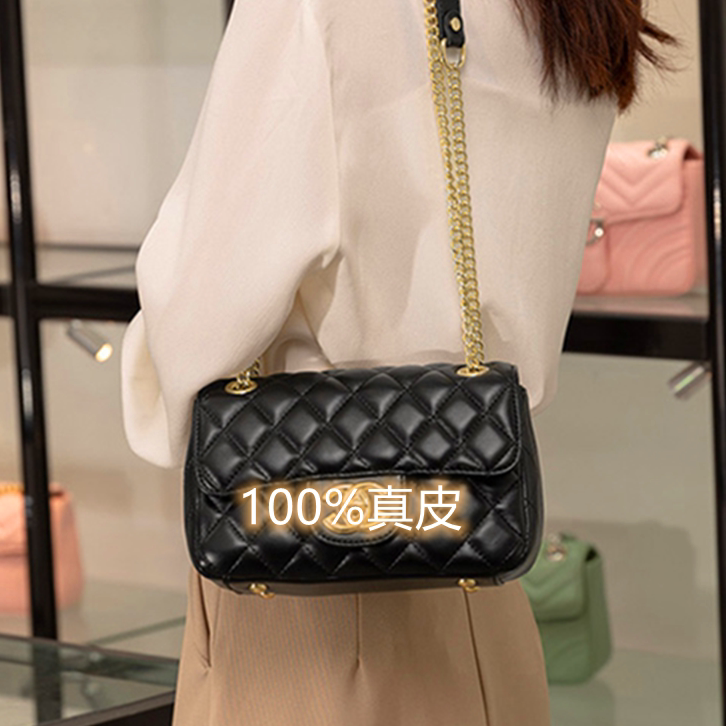 France DUDK2021 new pack of women genuine leather nameplate small scented wind rhombus chain bag single shoulder inclined satchel