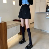 Черный костюм, юбка, штаны, шорты, коллекция 2023, высокая талия, свободный крой, осенний