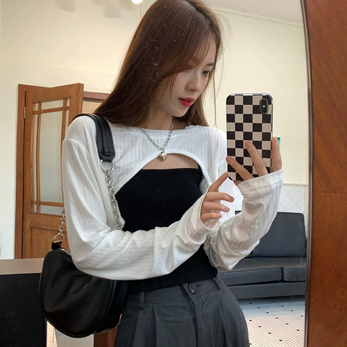 Короткая белая весенняя сексуальная футболка, высокая талия, защита от солнца