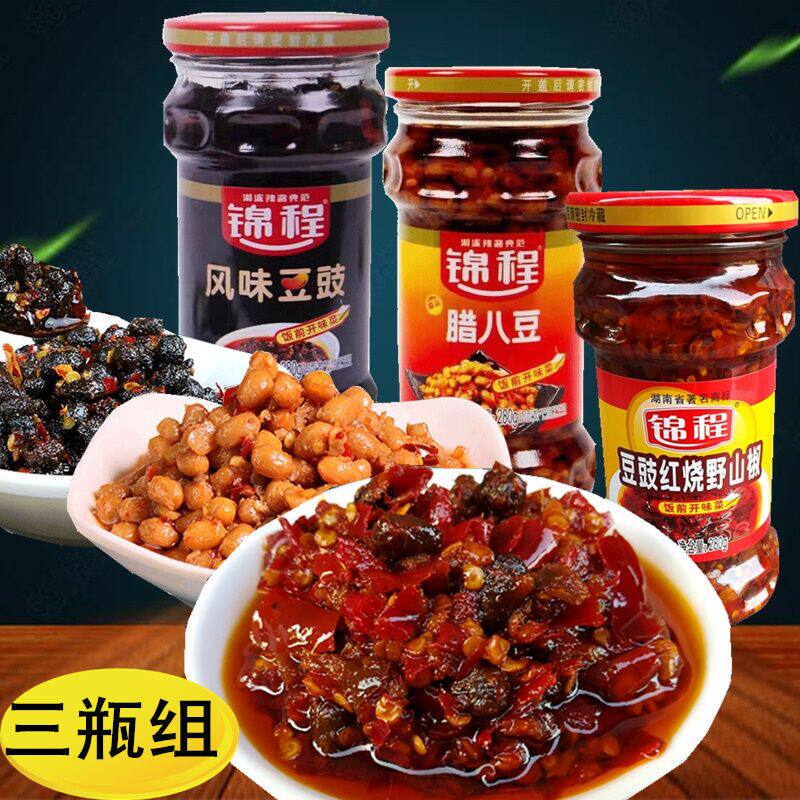 Brocade Bean Sauce wild Mountain Pepper Flavor beans Soy Sauce Spicy sah Eight Bean Lake Susouth Rice Vegetable Mix Rice Sauce Chili Sauce Three Bottle Sets