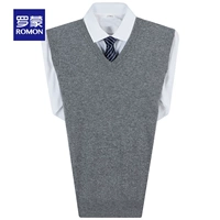 Romon / Romon trung niên áo len cashmere tinh khiết mùa thu và mùa đông giản dị ấm áp vest cổ chữ V nam bên trong vest đan áo len khoác mỏng