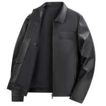(Sheep Skin) Romon Mens Classic Solid Color Leather Jacket 2024 Autumn New Fashion Casual Jacket